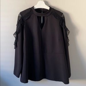 NWOT Michel Studio Lace Ruffle Shoulder Top